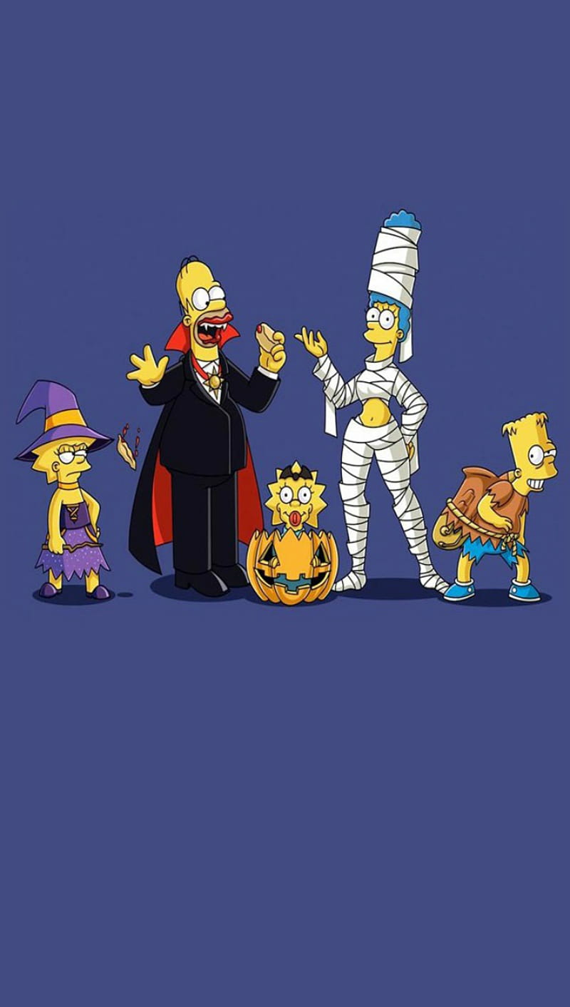 Simpsons, bart, halloween, homer, marge, monsters, HD phone wallpaper