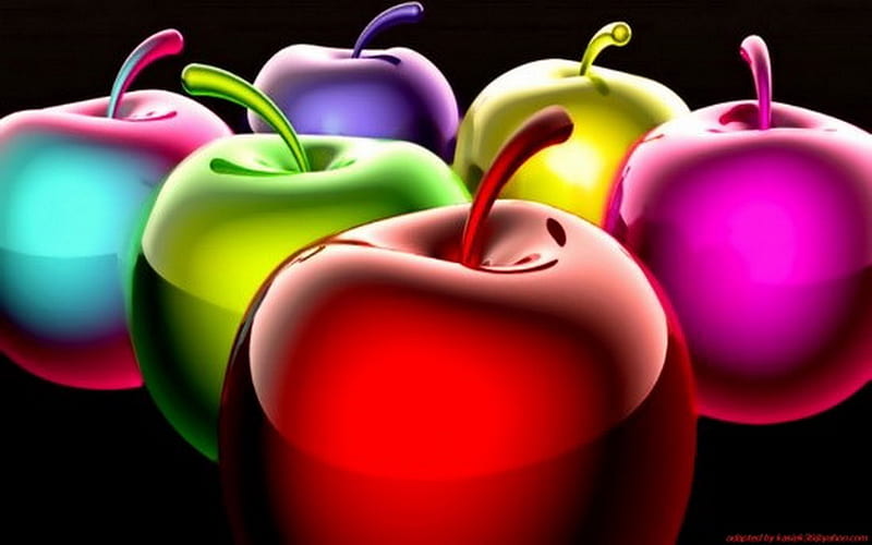 APPLES, red, colors, yellow, green, purple, crystal, pink, blue, HD wallpaper