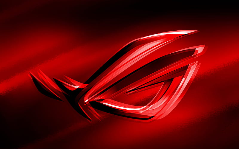 RoG red logo, red blurred background, Republic of Gamers, RoG 3D logo ...