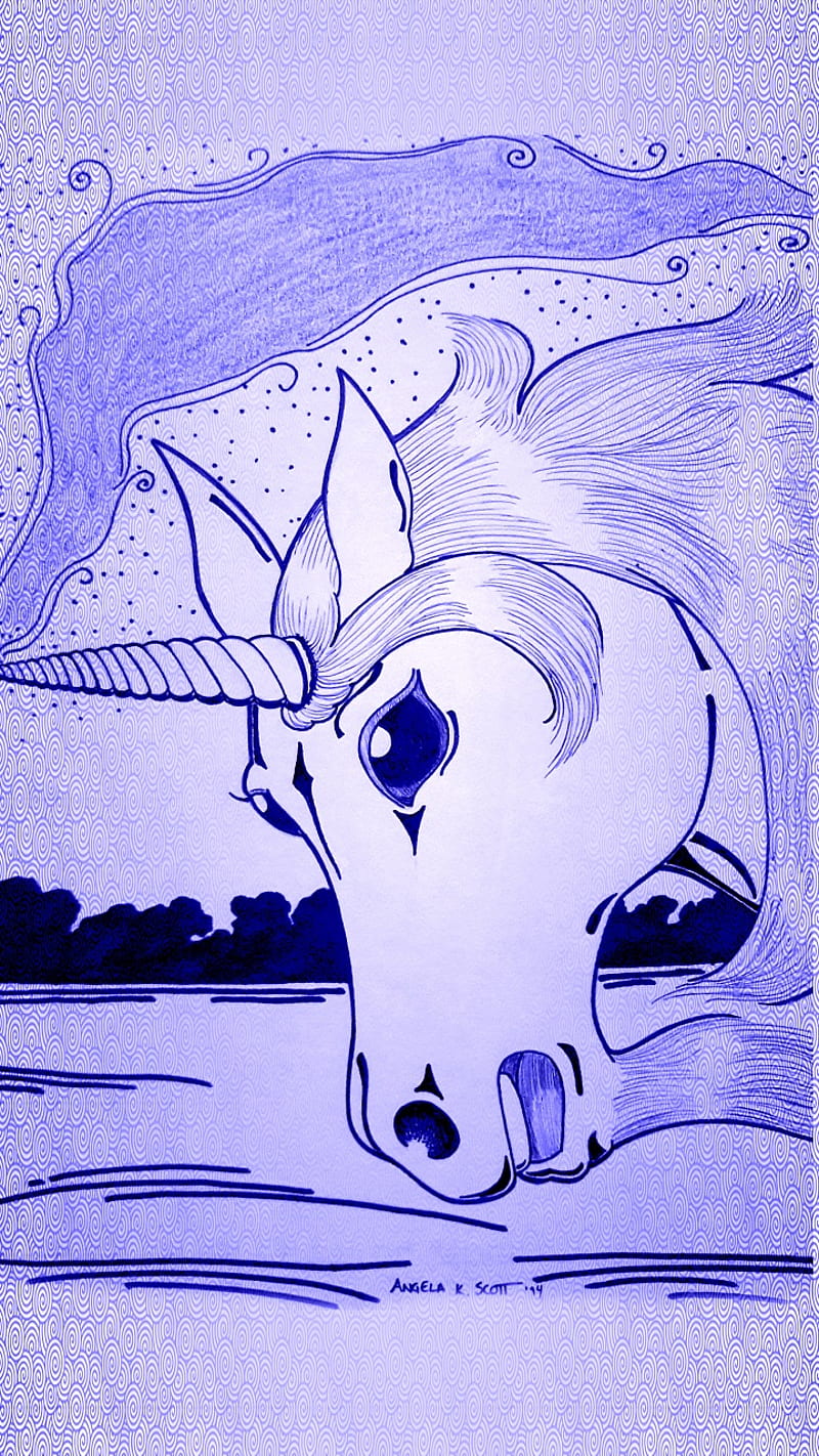Anime unicorn art, ojos grandes, dibujos animados, dibujado, fantasía,  cabeza, Fondo de pantalla de teléfono HD | Peakpx