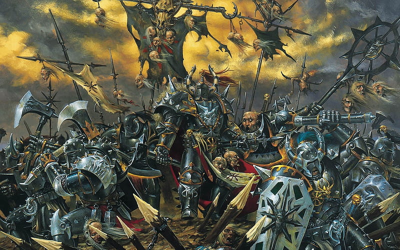 Under Siege, stakes, battle-axe, standard, cg, shield, abstract, artwork, warriors, fantasy, 3d, battle, armour, HD wallpaper