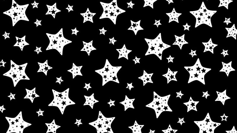 Small Big White Stars In Black Background Tumblr, HD wallpaper