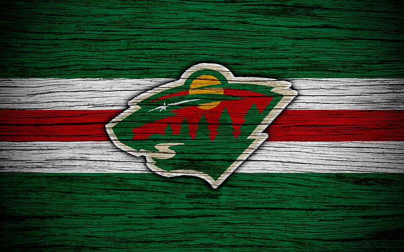 Minnesota Wild NHL, hockey club, Western Conference, USA, logo, wooden texture, hockey, Central Division, HD wallpaper