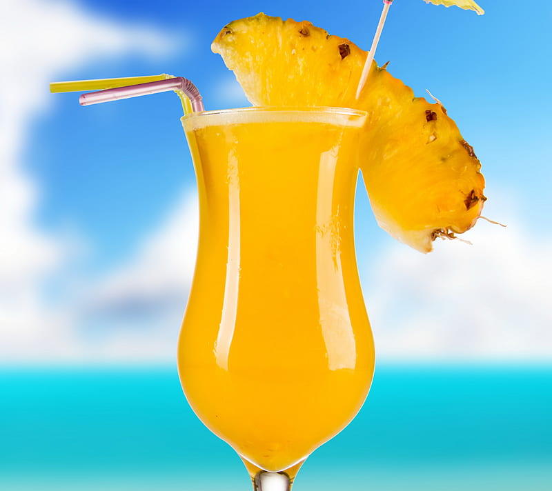 Summer Cocktails, drinks, pineapple, tropical, HD wallpaper