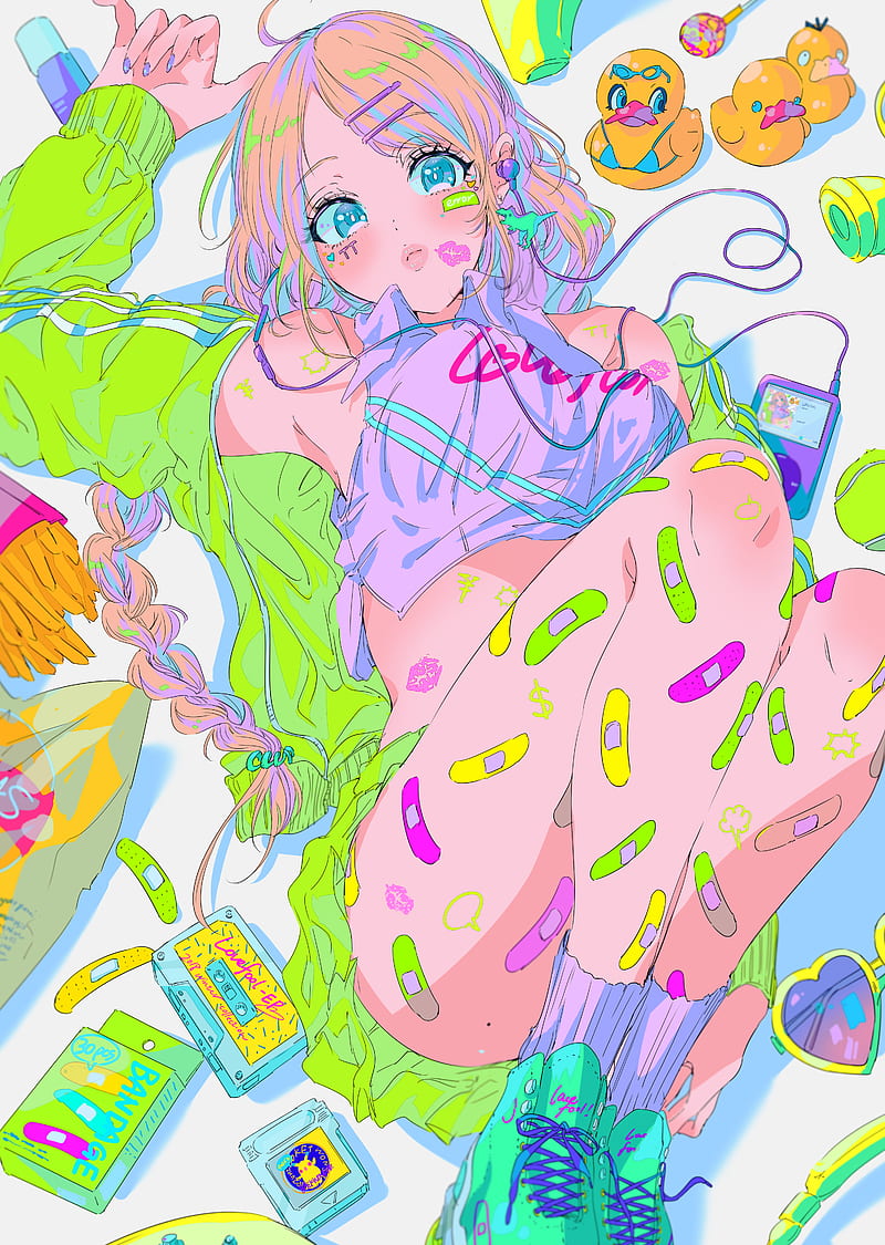 anime girls, anime, legs, colorful, Najuco, HD phone wallpaper