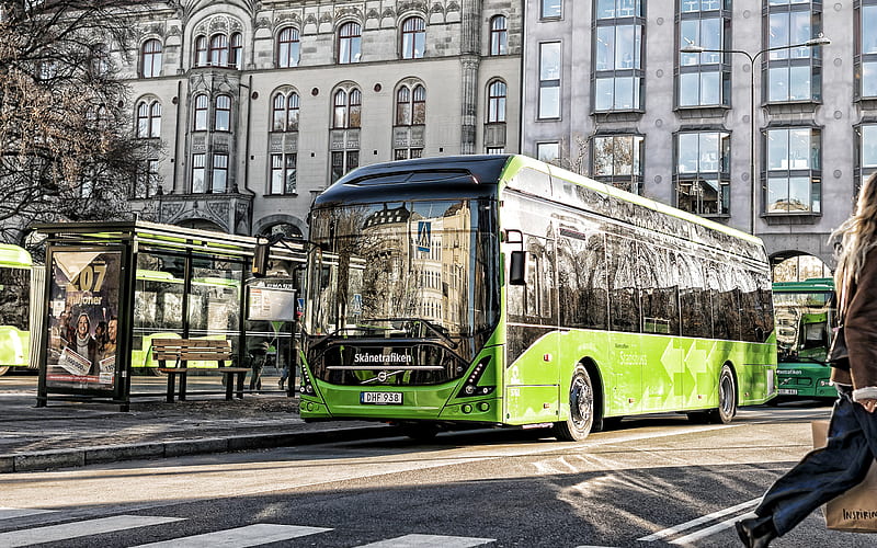 2019, Volvo 7900 Hybrid, city passenger bus, electric bus, passenger transportation, city transport, Stockholm, Sweden, Volvo, HD wallpaper