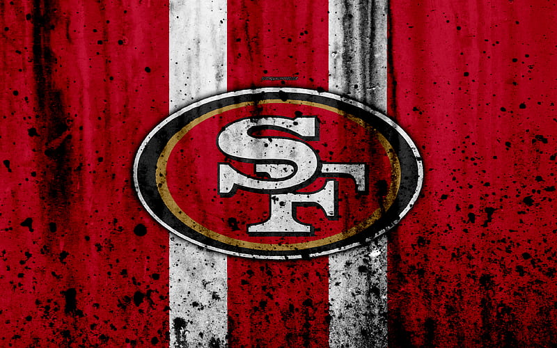 San Francisco 49ers, grunge, NFL, american football, NFC, logo, USA, art, stone texture, West Division, HD wallpaper