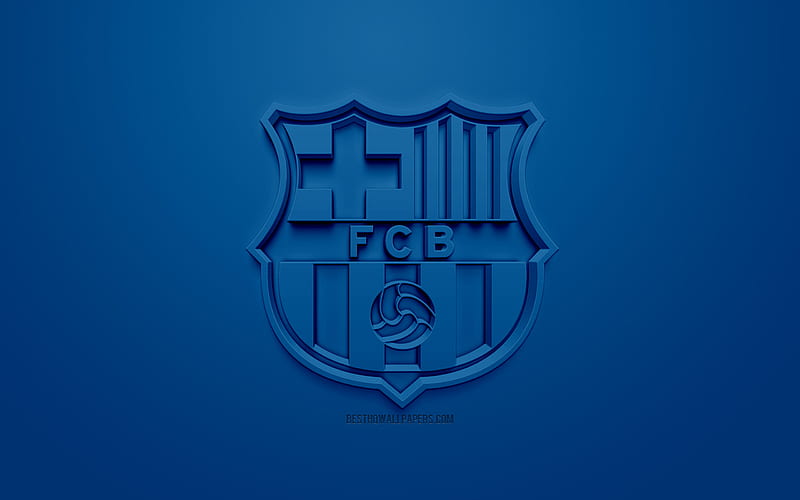 Fc barcelona, ​​logo creativo 3d, azul, emblema 3d, club de fútbol español, barcelona, Fondo de pantalla HD