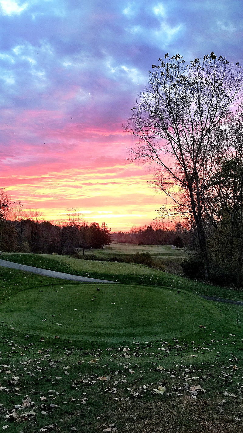 Golf, course, sunset, HD phone wallpaper