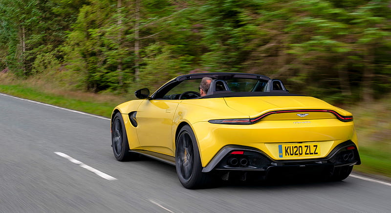 2021 Aston Martin Vantage Roadster (Color: Yellow Tang) - Rear Three-Quarter , car, HD wallpaper 2021 Aston Martin Vantage Roadster (Color: Yellow Tang) - Rear Three-Quarter , car, HD wallpaper