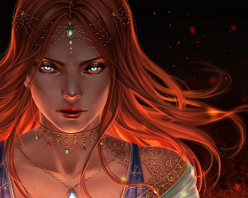 Isabella Art Frumusete Luminos Orange Redhead Fantasy Girl