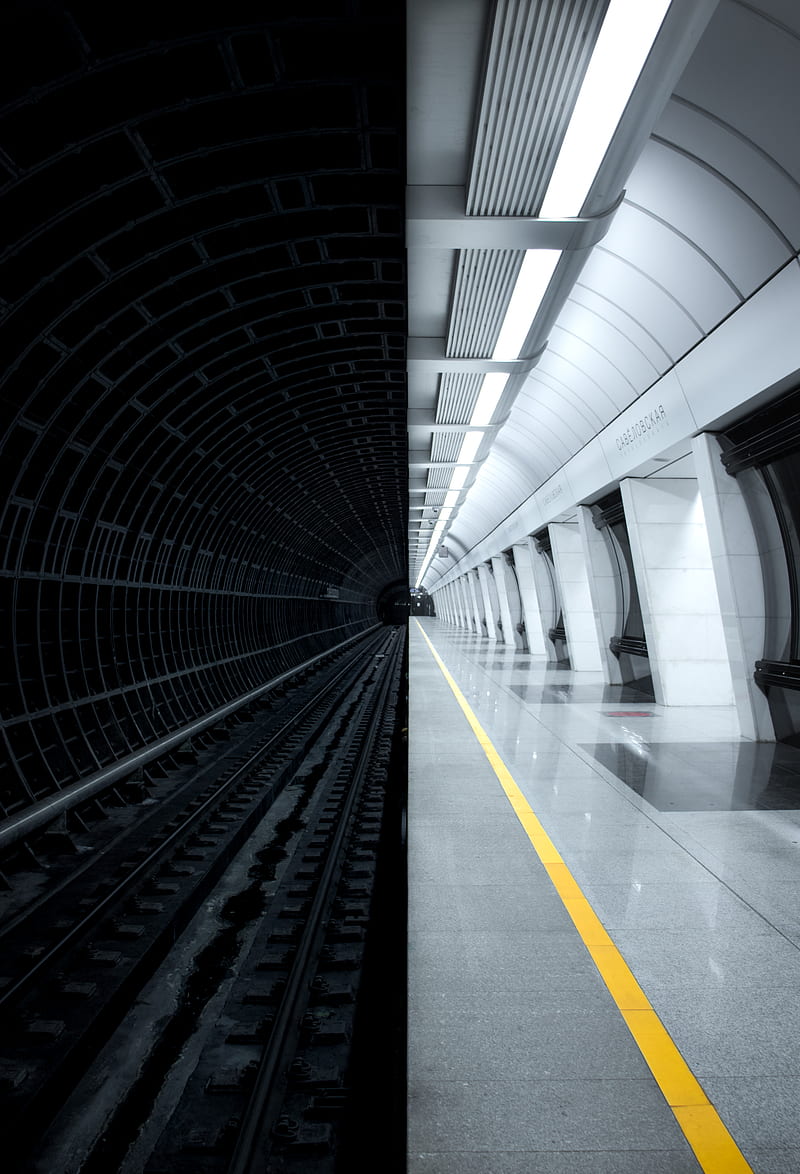 black train rail in tunnel, HD phone wallpaper