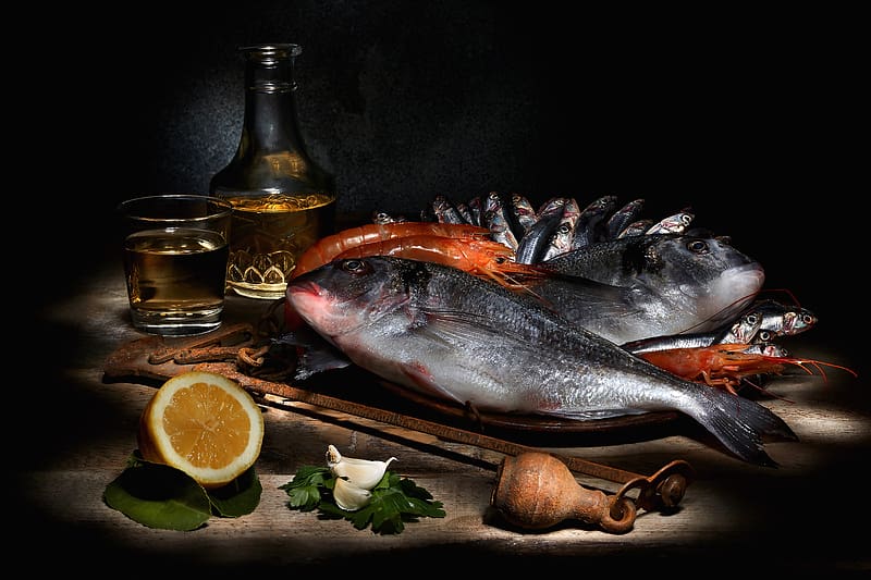 Food, Still Life, Drink, Fish, Shrimp, Seafood, Alcohol, HD wallpaper