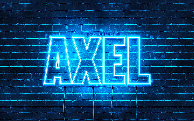 Axel with names, horizontal text, Axel name, blue neon lights, with Axel name, HD wallpaper