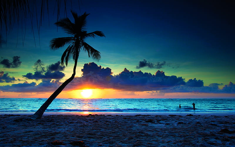 Dominican Republic beach, summer, sea, sunset, HD wallpaper
