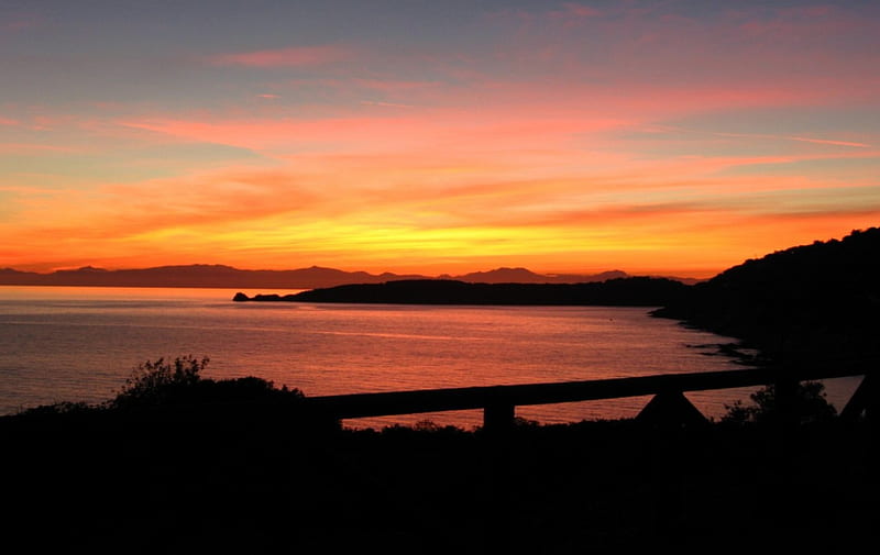 Corsica and Fetovaia sunset, fetovaia, elba, corsica, sunset, sea, HD wallpaper