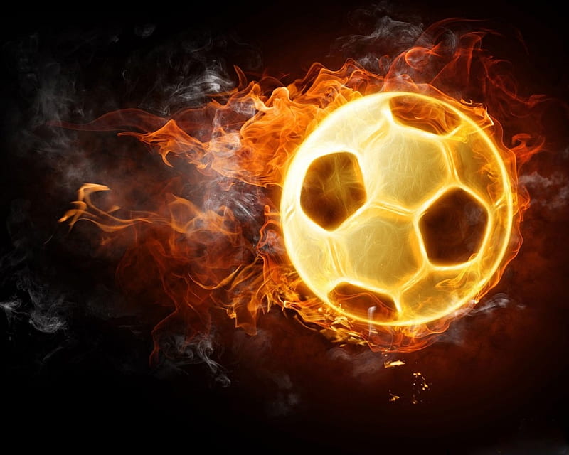 Fire Ball, red, soccer, orange, black, heat, fire, ball, flames, hot, footbal, HD wallpaper