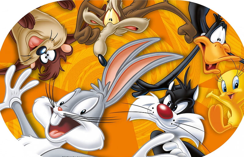 bugs bunny and friends, sylvester, wile e coyote, daffy, bugs bunny, taz, HD wallpaper