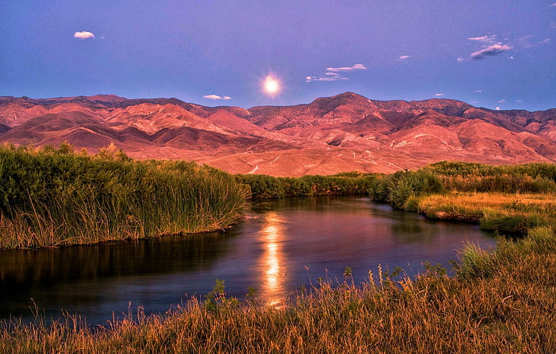 Owens Valley California Hills Sun River Sunset Reflection Hd Wallpaper Peakpx