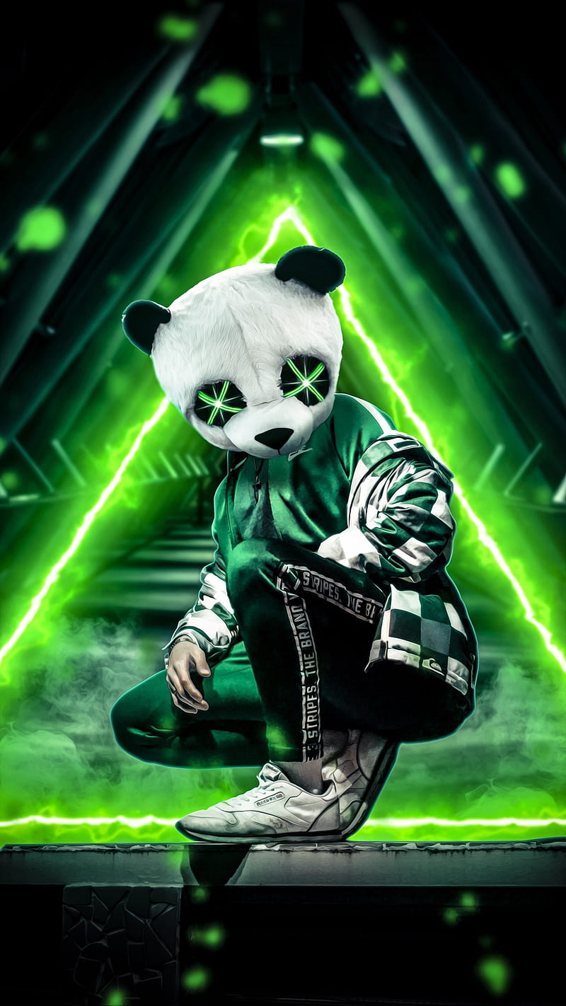 Panda verde neón, Fondo de pantalla de teléfono HD | Peakpx