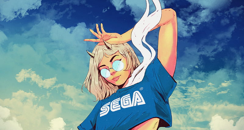 Girl Sega Tshirt , games, artist, artwork, digital-art, HD wallpaper