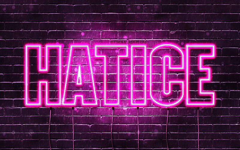 Hatice with names, female names, Hatice name, purple neon lights, Happy Birtay Hatice, popular turkish female names, with Hatice name, HD wallpaper
