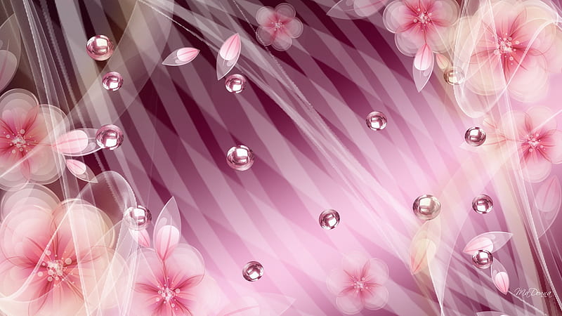 Dreamy Pinks, dreamy, shine, silk, lavender, flowers, petals, pearls, smoke, pink, HD wallpaper