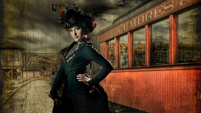 Steampunk Victorian Influence, artistic, pretty, stunning, female, lovely, victorian, bonito, breathtaking, creative, woman, women, train, girl, feminine, somewhere in time, gorgeous, HD wallpaper