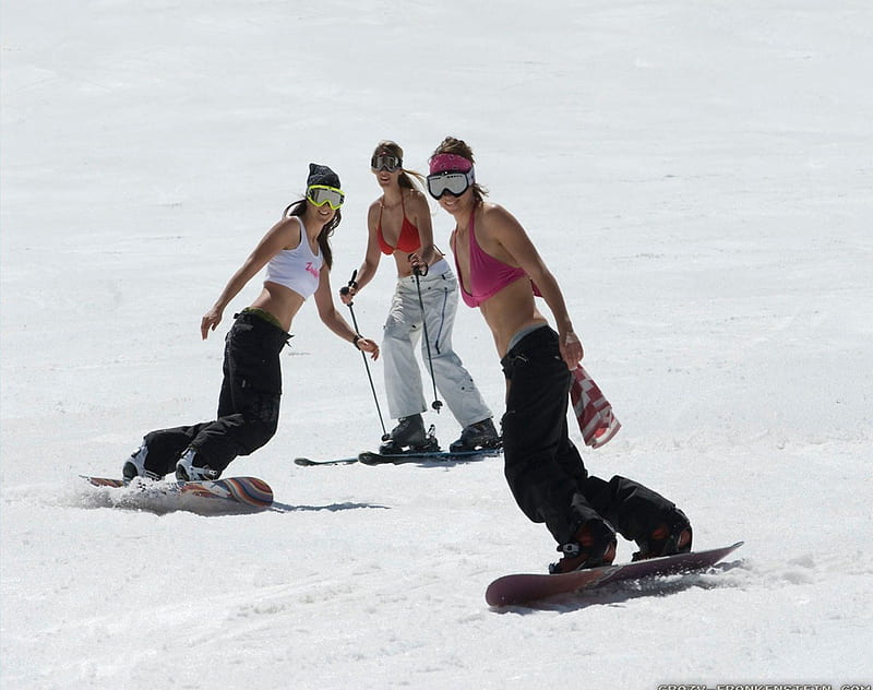 beauties on a ski slope, beauties, skiing, chicks, gorgeous, HD wallpaper