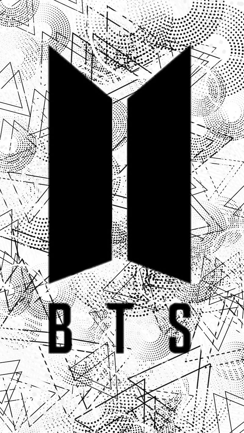 BTS Logo, bangtan, black, boys, cool, desenho, white, HD phone wallpaper