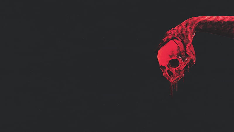 Red Skull, skull, artist, red, HD wallpaper
