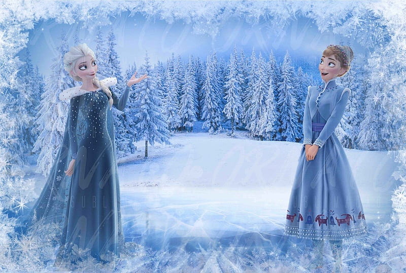 Olaf's Frozen Adventure (2017), olafs frozen adventure, frozen, princess, disney, anna, elsa, movie, winter, iarna, snow queen, sister, white, blue, HD wallpaper