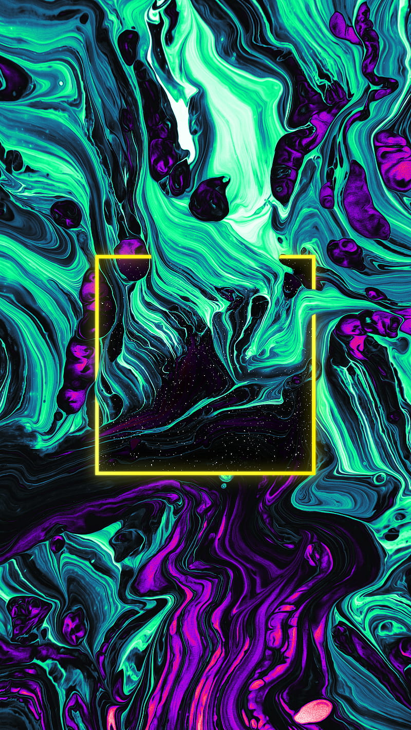 Square Fluid color 01, Color, Colorful, Geoglyser, Orange, Purple, Square, abstract, acrylic, bonito, blue, fluid, holographic, iridescent, pink, psicodelia, rainbow, red, texture, trippy, vaporwave, waves, yellow, HD phone wallpaper