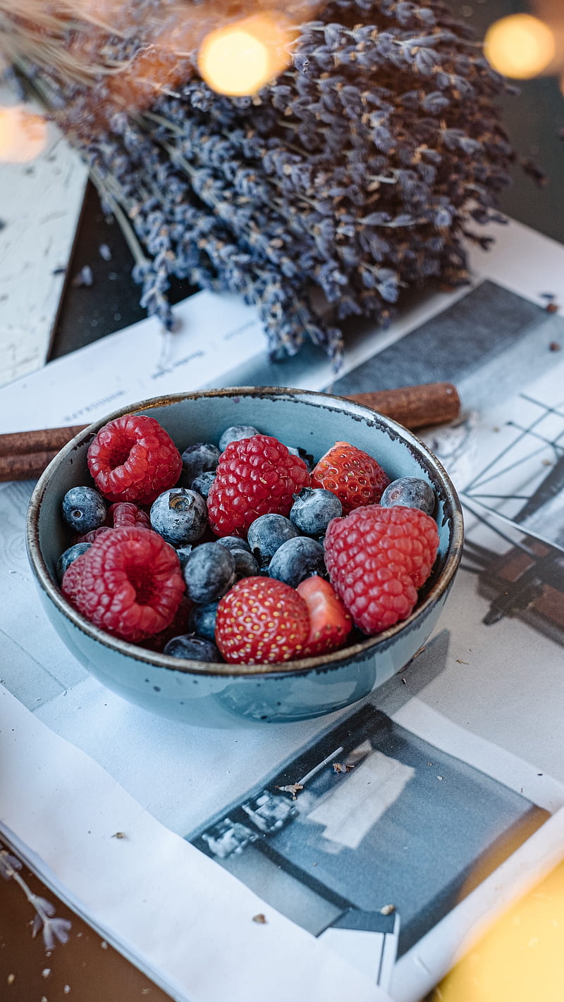 Rasberries , bowl, berries, strawberries, blueberries, raspberries, food, eat, HD phone wallpaper