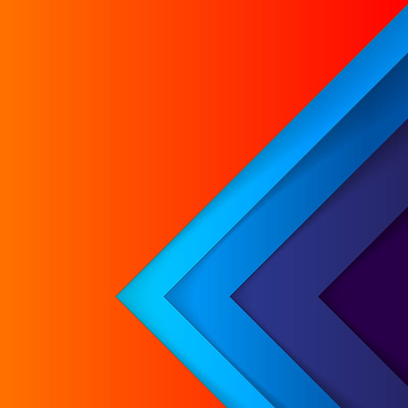 orange and blue, desenho, geometric, graphic, premium, shapes, simple, triangle, HD phone wallpaper