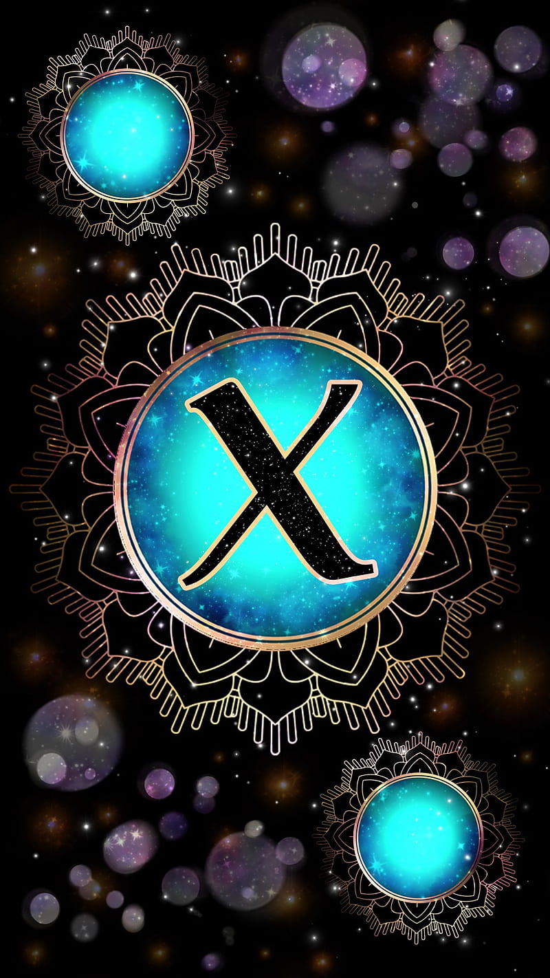 Magic Mandala X, galaxy, glow, initial x, letter x, magick, mystical, occult, orb, HD phone wallpaper