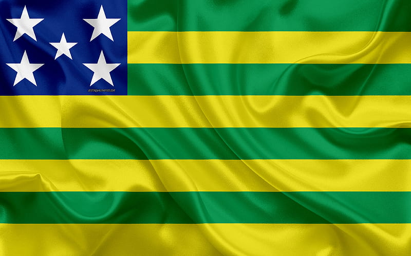 Flag of Goias state of brazil, silk texture, Goias flag, Brazil, brazilian states, art, South America, Goias, HD wallpaper