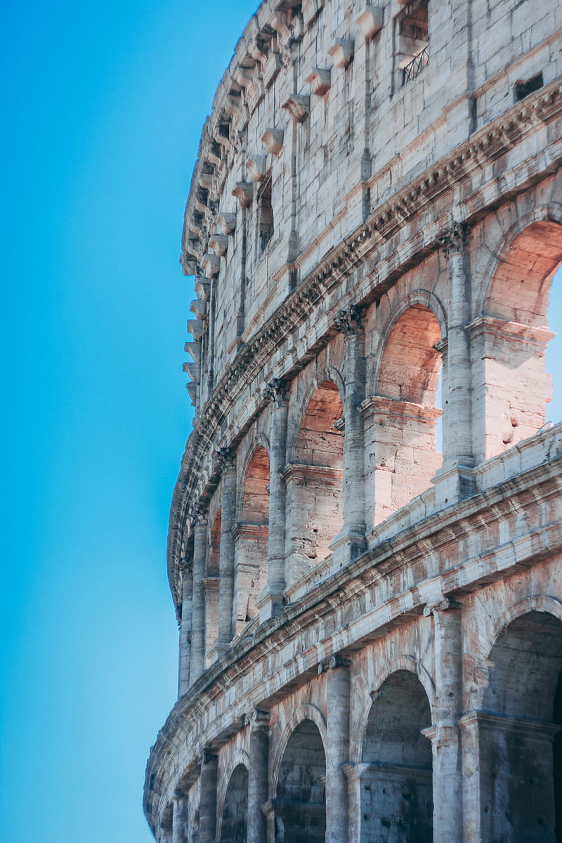 Colosseum, architecture, baroque, blue, italy, rome, HD phone wallpaper