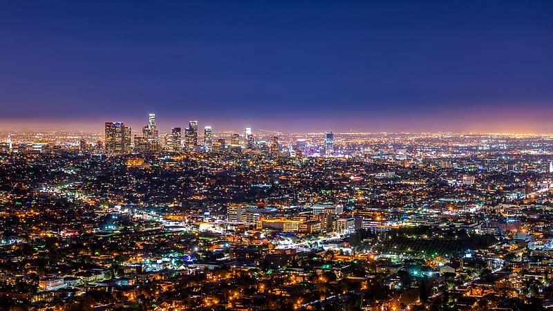 Cities, Night, Light, United States, Los Angeles, HD wallpaper