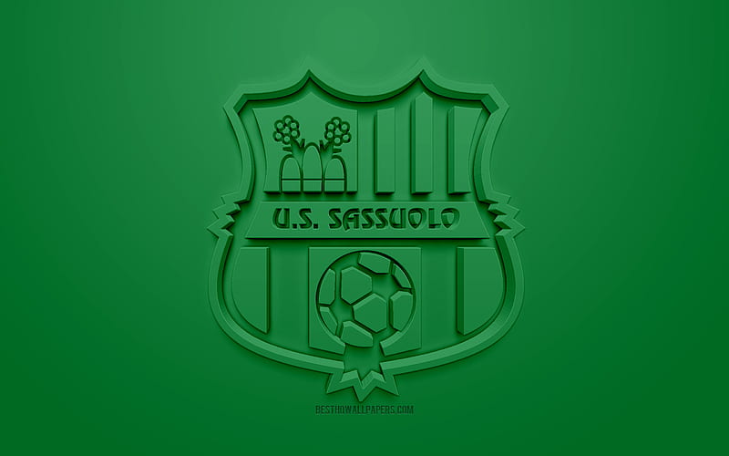 Sassuolo, creative 3D logo, green background, 3D emblem, Italian football club, Serie A, Modena, Italy, 3D art, football, stylish 3D logo, US Sassuolo Calcio, HD wallpaper