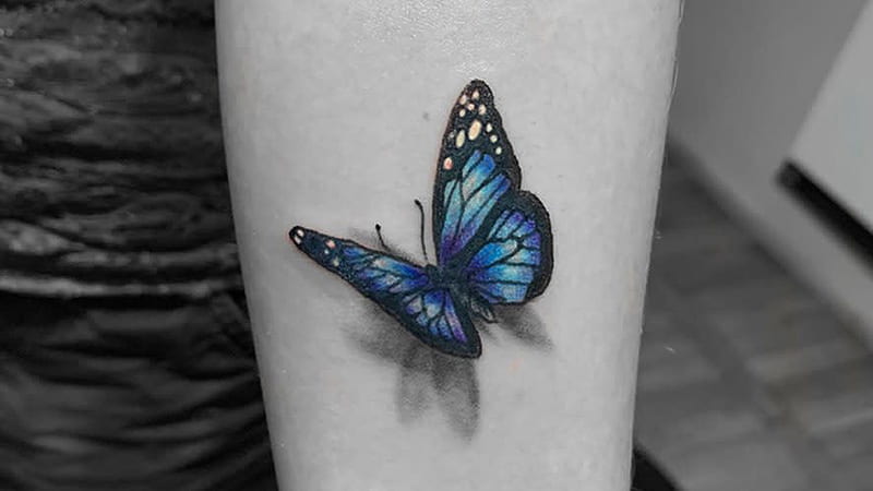 3d Blue Black Butterfly Tattoo On Hand Butterfly Tattoo Hd Wallpaper Peakpx