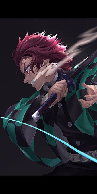 Tanjiro fan-art, anime, demon slayer, kimetsu no yaiba, HD phone