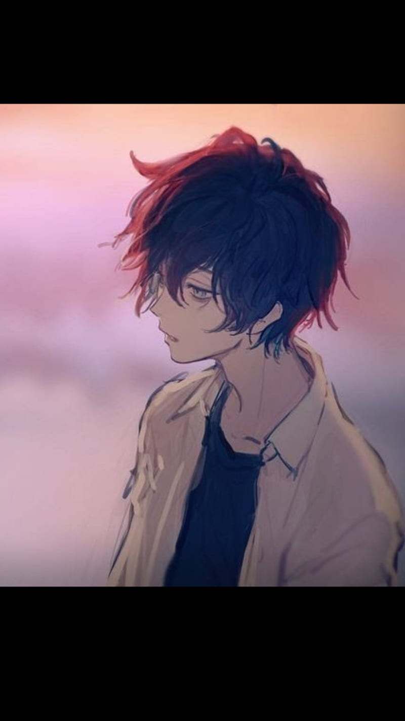Anime boy, calm, cute, drawing, gloomy, HD phone wallpaper