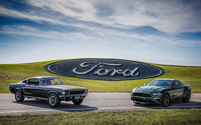 Ford Mustang Bullitt, evolution, 2018 cars, 1968 cars, muscle cars, retro cars, Mustang, Ford, HD wallpaper