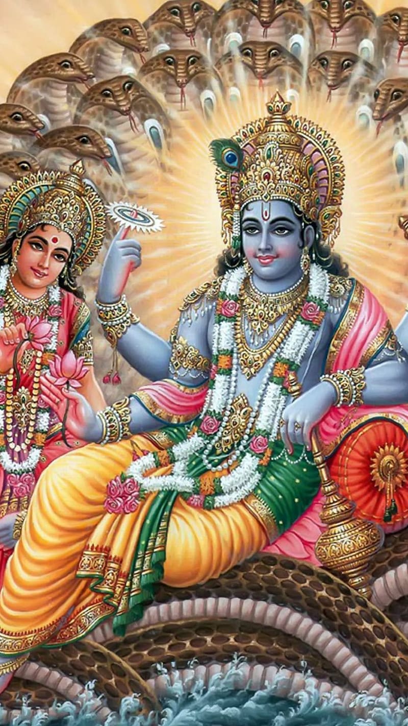 Vishnu Bhagwan, Sitting On Sheshnag, lord, god, goddess, HD phone wallpaper  | Peakpx