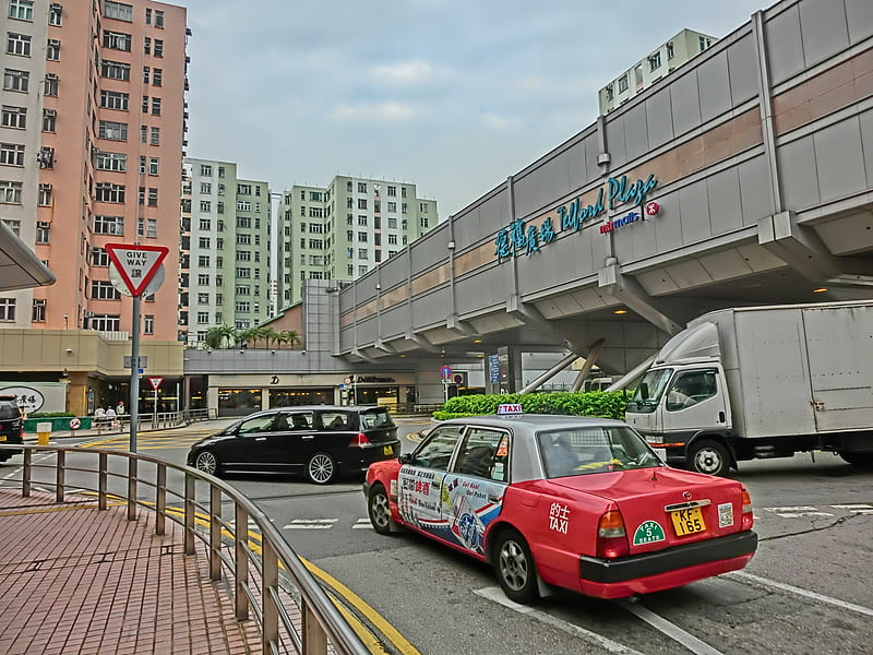 kln bay telford plaza public transport interchange, plaza, truck, street, taxi, HD wallpaper