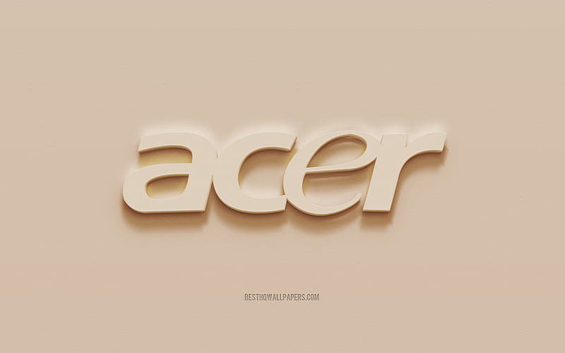 Acer logo, brown plaster background, Acer 3d logo, brands, Acer emblem, 3d art, Acer, HD wallpaper