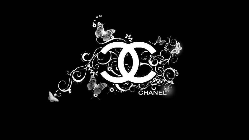 Chanel black logo, creative, metal grid background, Chanel logo, brands,  Chanel, HD wallpaper