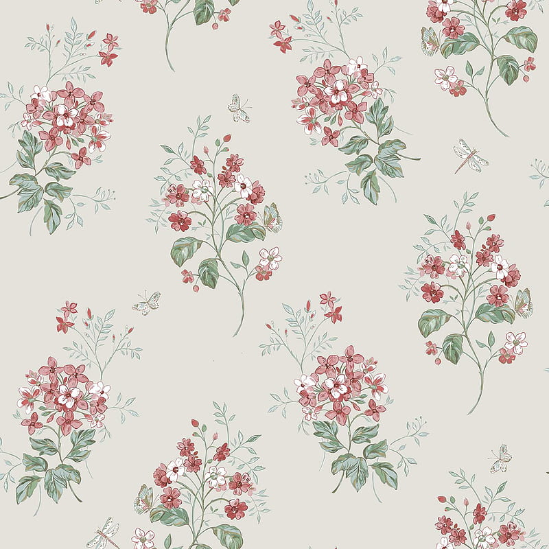 Chesapeake By Brewster 3112 002702 Sage Hill Beverly Red Floral The Savvy Decorator, Red and White Floral, HD phone wallpaper