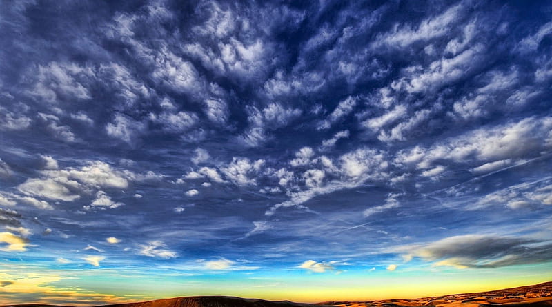 superb desert sky, desert, horizon, sky, clouds, HD wallpaper